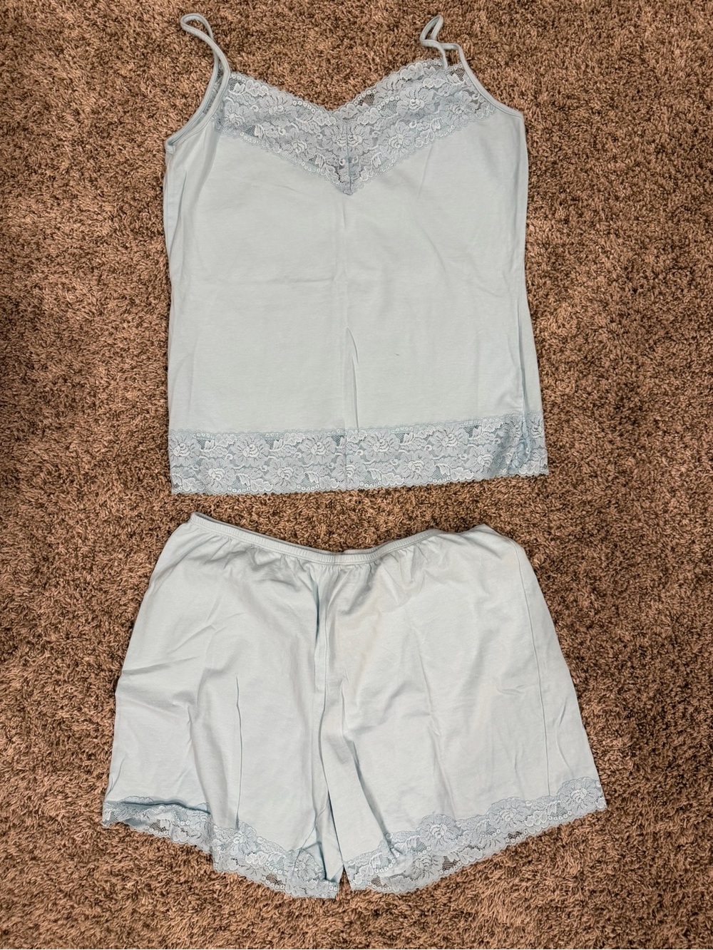 Soma Pale Blue Lace-Trim Camisole & Shorts Sleep Set